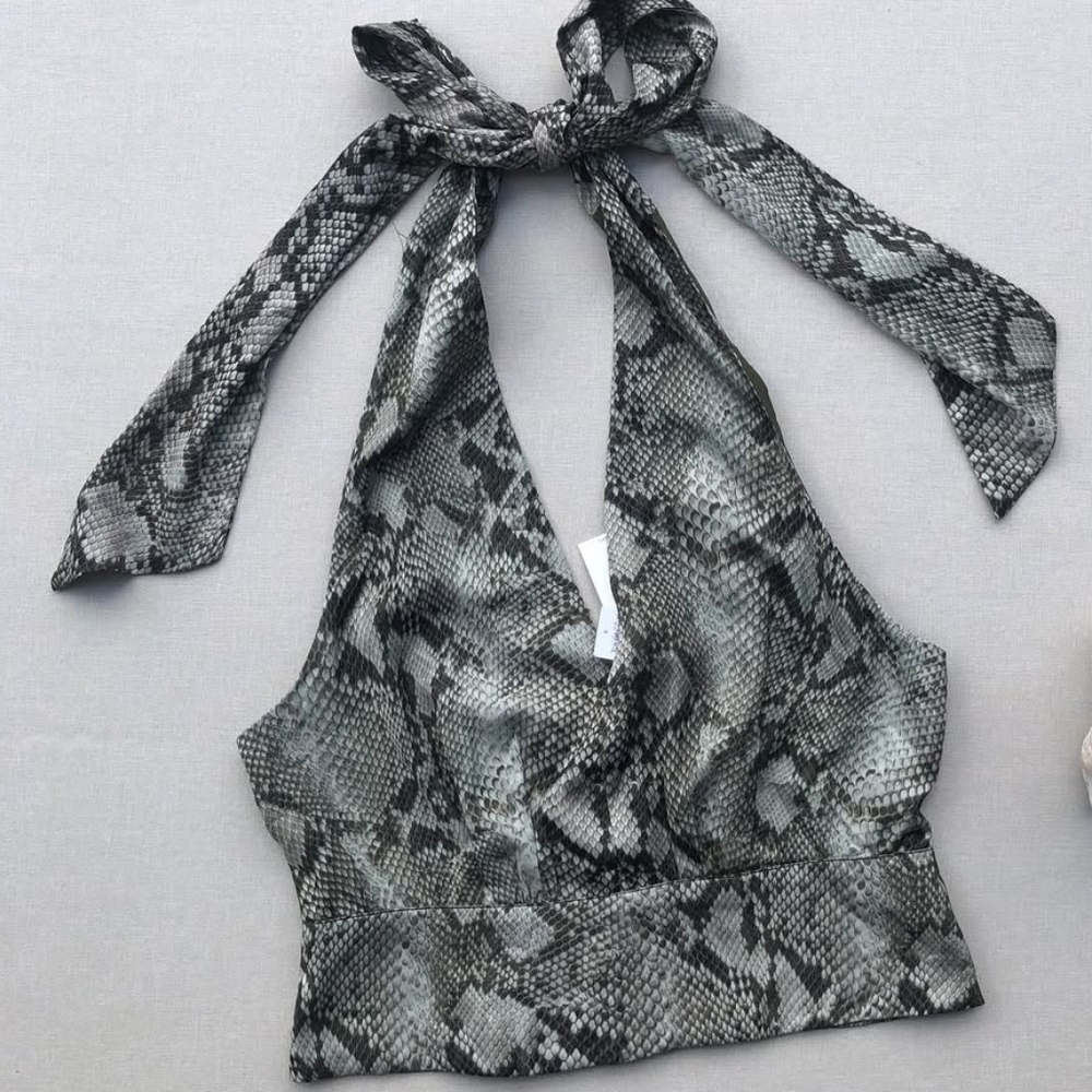 NWT Snake Print Tie Neck Halter Tank
